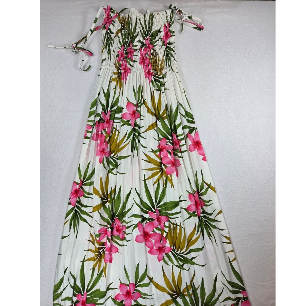 Strappy White Tropical Floral Maxi Summer Sun Dress Women One Size Babydoll